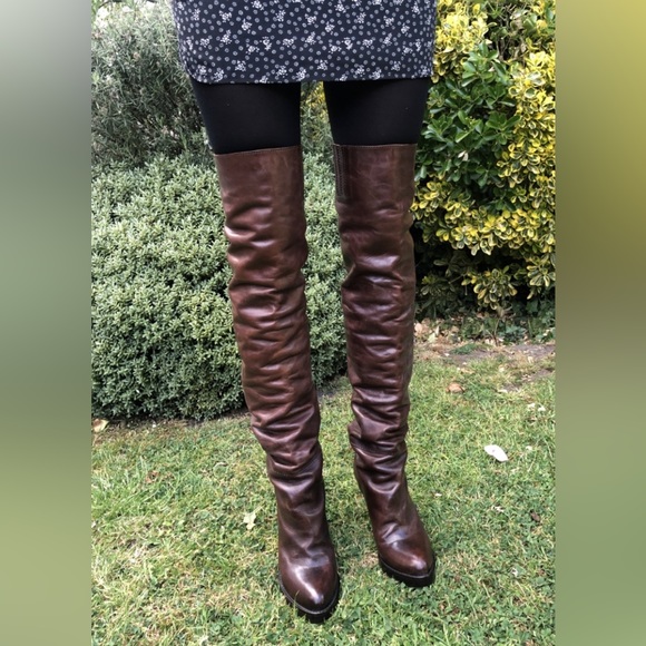 Haider Ackermann Fall/Winter 2009 Black Leather Over The Knee Boots Size 36 - Picture 17 of 17